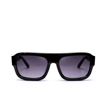 S_02N designer zonnebril zwart acetaat vooraanzicht — SORELL eyewear
