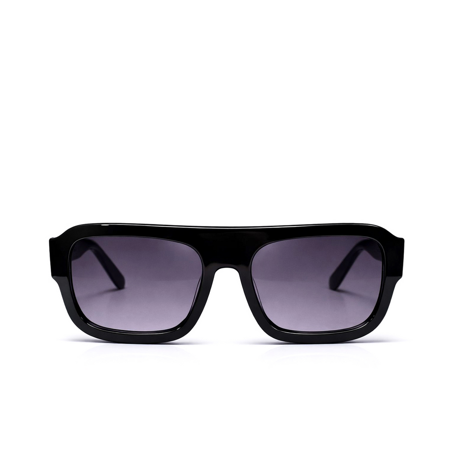 S_02N designer zonnebril zwart acetaat vooraanzicht — SORELL eyewear