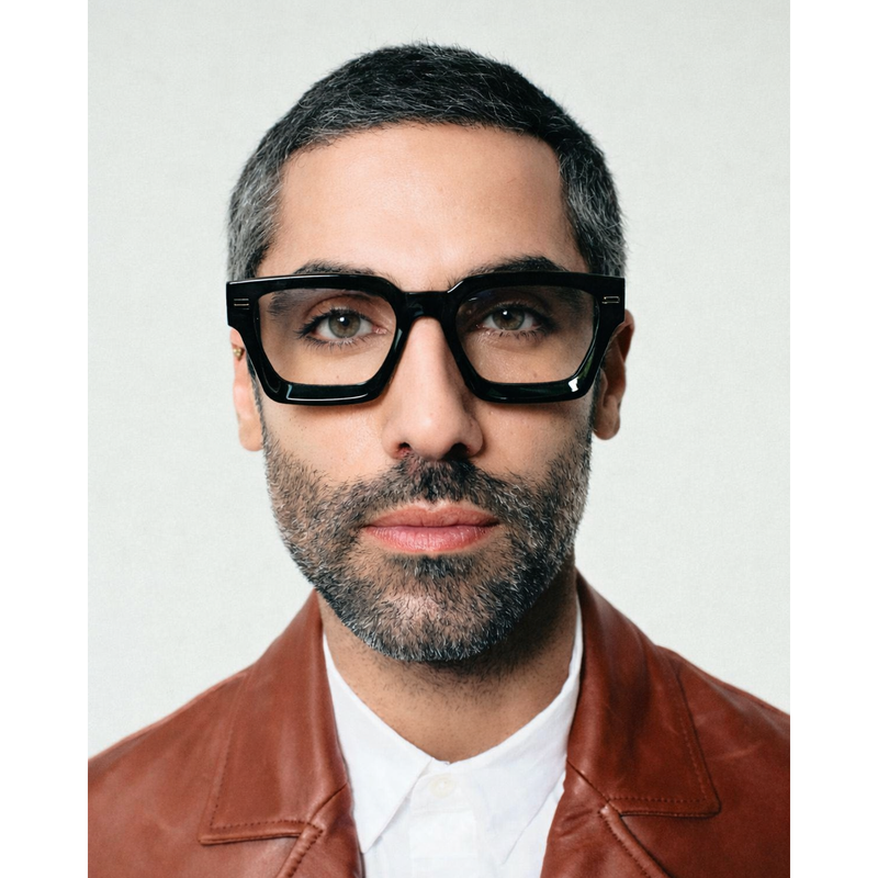 SORELL eyewear R_12N leesbril zwart rechthoek acetaat — vooraanzicht portret